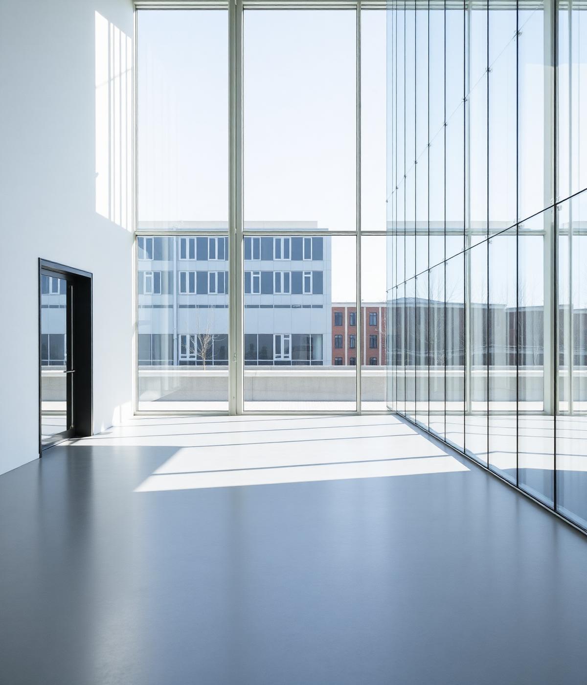 Modern office interior with clean glass surfaces
